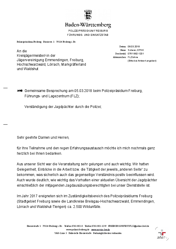 Anschreiben Polizeipräsidium Freiburg >> HIER KLICKEN! pdf-preview